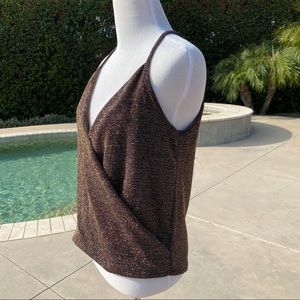 Anthropologie Eri + Ali Sparkly Black Blouse Top Holiday Tank